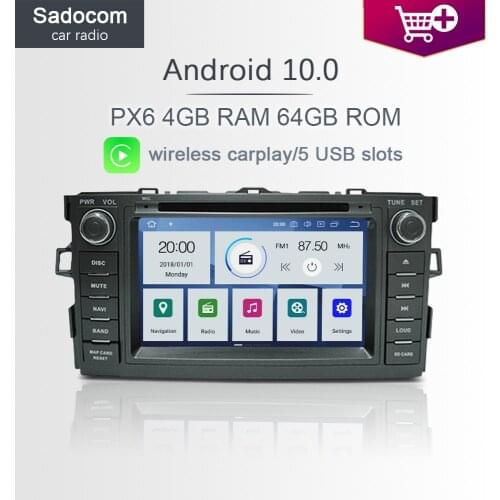 IPS PX6 2din Android 10.0 Car DVD player 6 Core 64GB ROM 4GB RAM GDS autoradio car radio4.0 wifi For Toyota AURIS 2008-2010 2012