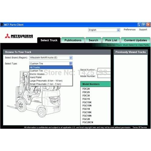 ForkLift Trucks 2021 (MCFE) For Mitsubishi spare part catalogue