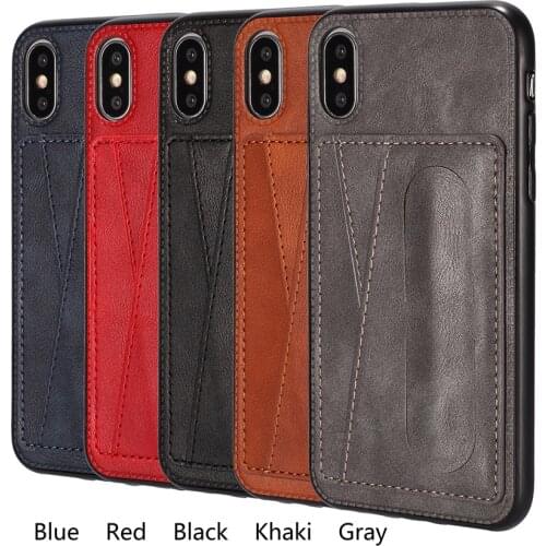 Luxury Pu leather card slots stand phone case For iphone 11 Pro XS max XR 6 6s 7 8 plus Wallet Spring Bracket Leather cover