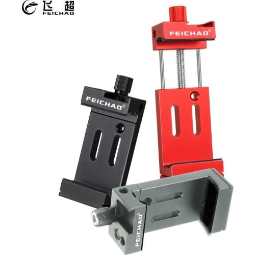 FEICHAO Mobile Phone Holder Clip Tripod Head Bracket for SamartPhone Flashlight Microphone with Spirit level and Cold Shoe Mount
