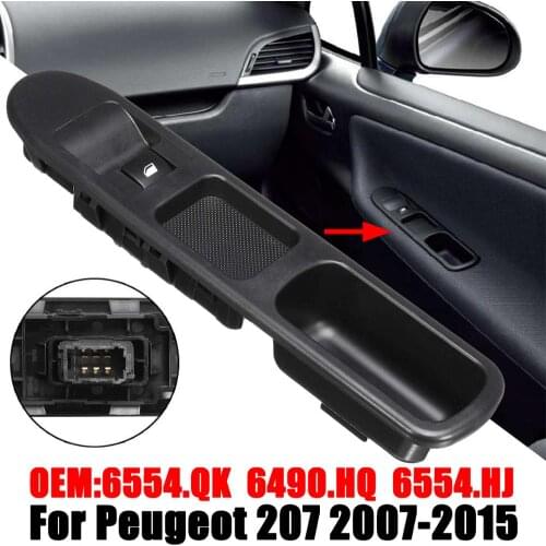 6Pin Passenger Side Electric Window Control Switch With Frame For Peugeot 207 2007-2015 6490 HQ 6554HJ