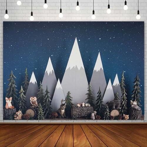 Jungle Wildlife Backdrops Boy Baby Shower Adventure Twinkle Little Stars Owl Birthday Photography Background Photo Studio Props