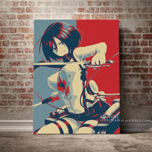 Hopestyle Shingeki No Kyojin Mikasa Decoration Prints Home Canvas Living Kids Room Bedroom Painting Wall Art Studio Poster