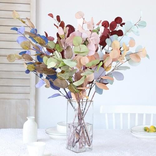 Artificial Eucalyptus Flowers Decorative Wedding Embellishment Faux Silk Flower DIY Wreath Imitation Plants Leaves for Garden