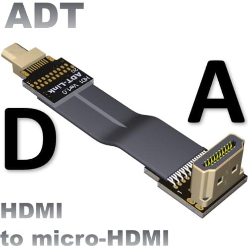 Micro minitype HDMI cable Dji aerial photography with flat camera Connect 3cm-10m super short soft strip line 18Gbps 4K@50/60