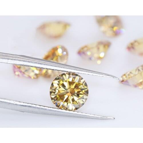 Yellow Color Moissanite Loose Stone 1 Carat(6.5mm) Gem Stone Beads DIY Jewelry Material Diamond Best Replacement