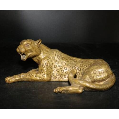 China brass gold money leopard crafts statue