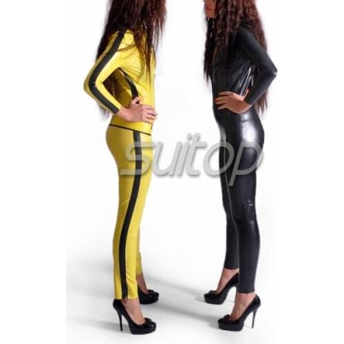 Suitop latex Yellow catsuit for women