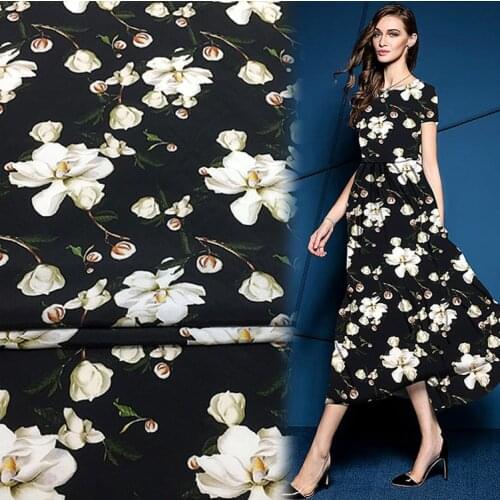 Beautiful floral print pure silk crepe de chine fabric 16momme 138cm width,SCDC1287