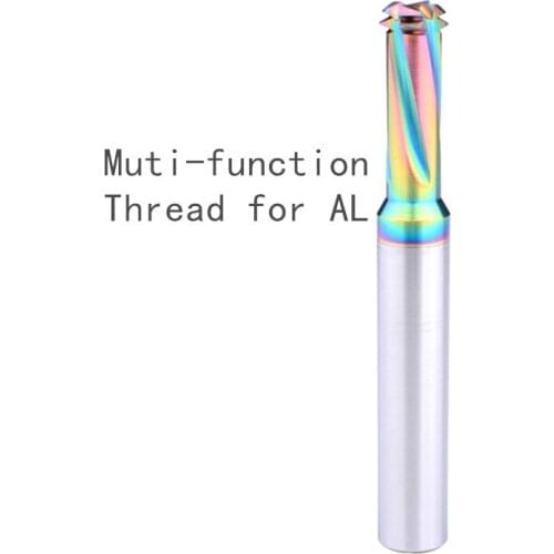 Muti-function thread end mill M1 M3/4/5/6/8/10/12 DLC coating thread milling cutter for AL,Cu,acrylic,AL base