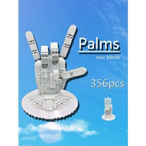 Moc Palm Model For Small Particles Handmade Kids Creative Blocks Games Educational Toys Sports Palm Model Puzzle Toys Gifts