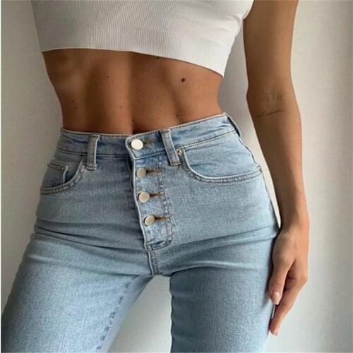 Fashion New Woman Skinny Jeans High Waist Denim Pencil Jeans Streetwear Black Blue Pants Spijker Broeken Dames Kleding Vrouwen