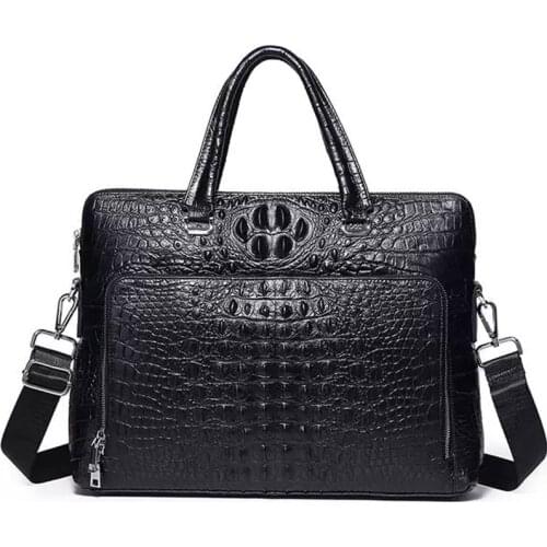 Men Crocodile Handbags Fashion Mens Genuine Leather Laptop Bag High Quality Leather A4 Business Shoulder Bags Brand Briefcases