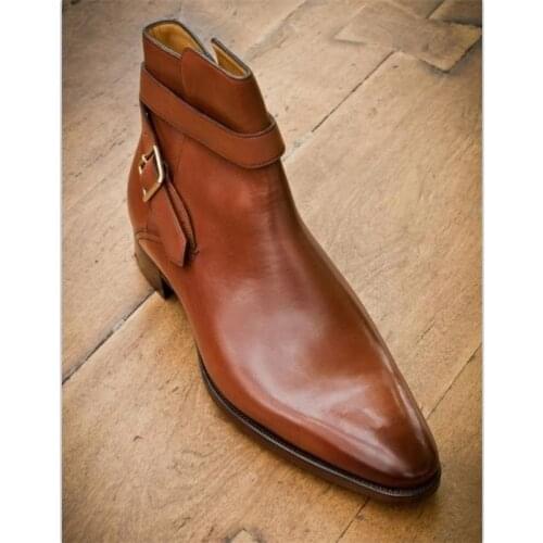 2021 Autumn New Mens PU Buckle Formal Business Shoes Flat Bottomed Overshoot High Quality Men Boots Fashion Shoes Hot KS206