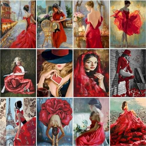 HUACAN Paint By Number Girl Unique Gift DIY Frame Wall Art Pictures By Numbers Women Hand Painted For Adults For Living Room