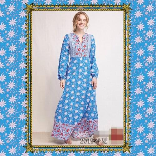 New pre-sale fashion show spring and summer fashion high-grade printed fabric dress tops womens clothing cloth wholesale