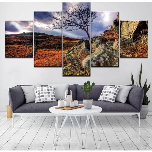 Summer landscape 5 Piece HD Wallpapers Art Canvas Print modern Poster Modular art painting for Living Room Home Decor
