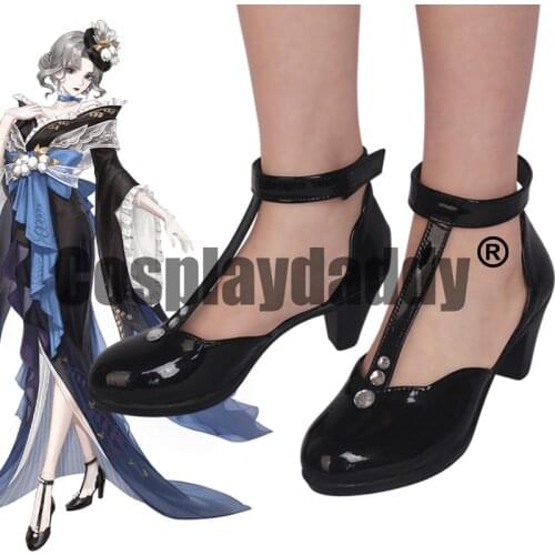 Onmyoji Kessen Heian Kyo Shikigami Shiranui Thousand Year Dream Ver. Cosplay Black T-Strap Heel Shoes S008