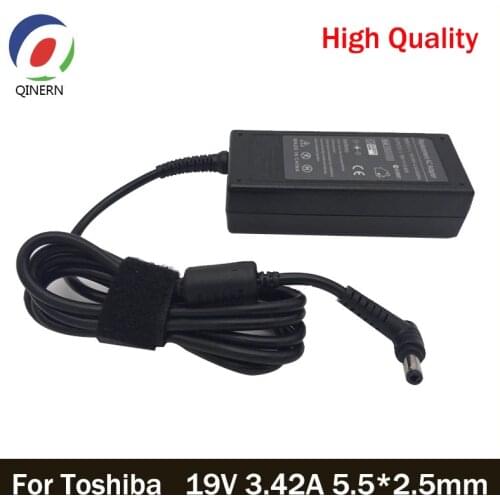 QINERN Power Supply 19V 3.42A 65W 5.5*2.5mm AC Notebook Laptop Charger For Toshiba A100 M300 L600 C805 A6653DA Universal Adapter