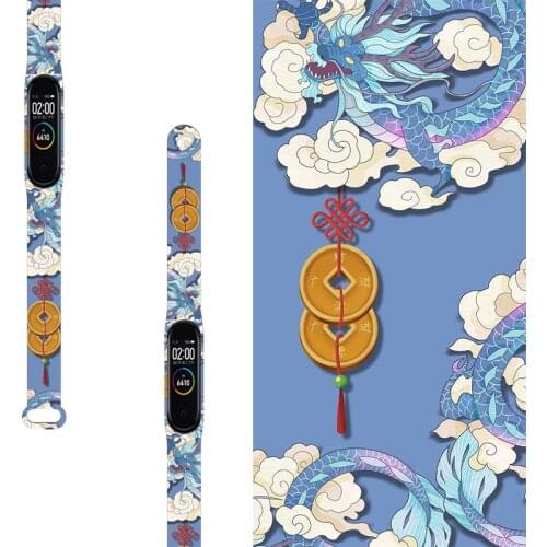 For Mi Band 6 5 4 3 Strap Silicone Trend Printing Blet Pattern XiaoMI 5 6 4 3 Watch Band Bracelet Smart Sports Fitness Wristband