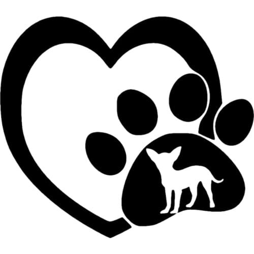 S51696 Various Sizes/Colors Car Stickers Vinyl Decal Chihuahua Love Heart Paw Motorcycle Decorative Accessories Waterproof Decor