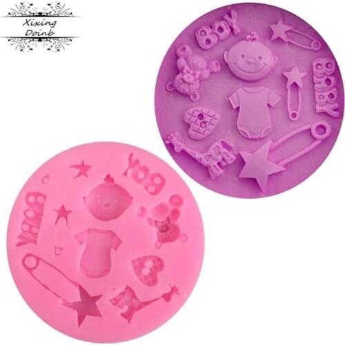 DIY boy baby bear shape kitchen cooking tool chocolate cake decoration silica gel mold soft candy craft homemade cake