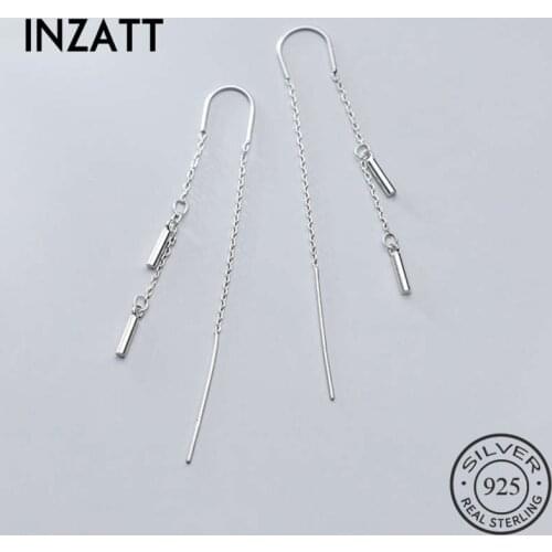 INZATT Real 925 Sterling Silver Chain Tassel MInimalist Drop Earrings For Elegant Women Party Fine Jewelry Cute Accessories Gift