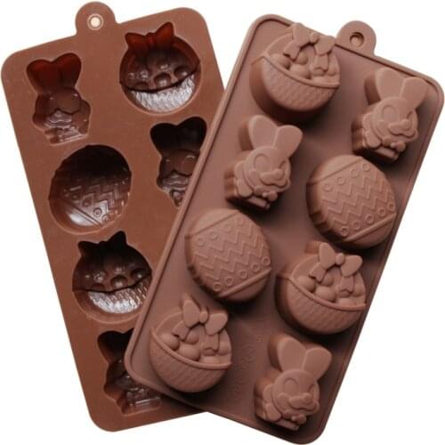Silicone Mold DIY Chocolate Mold Eggs Easter Bunny Ice Cube Basket Die Shape Cake Mold E970