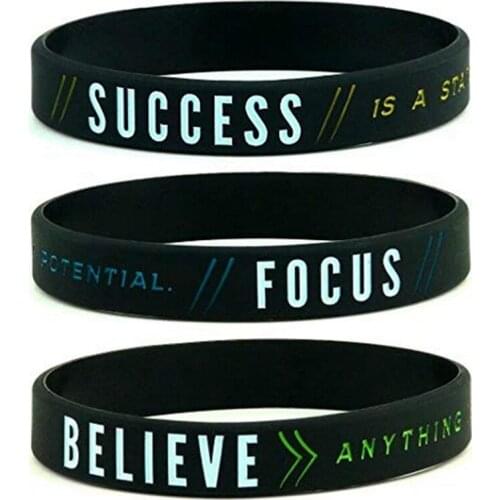 Success, Focus, & Believe Motivational Wristband Silicone Bracelets