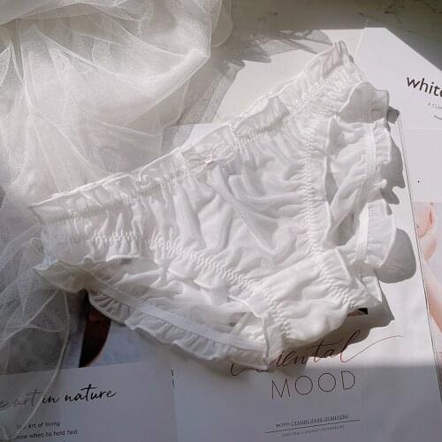 Cute Womens Panties Kawaii Llingerie Femme Japanese Bandage Lace Thongs Women Sexy Briefs Ruffles Young Girls Lolita Panty Bow