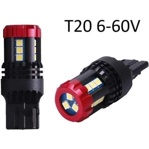 Pair LED T20 7440 6-60V W21W W3x16d White 18SMD 3030 best on the market 12v 24v