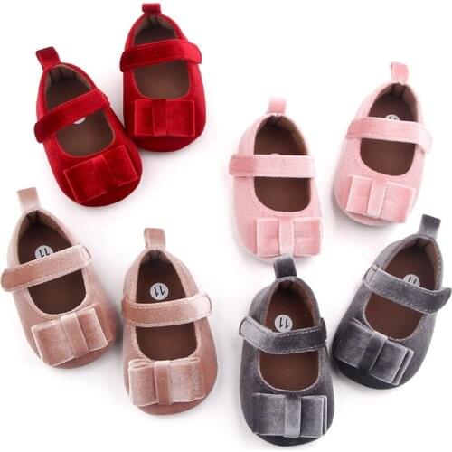 Lovely Bowknot Baby Shoes Newborn Girls Soft Soled Princess Shoes Antislip Infants First Walkers Crib Shoes