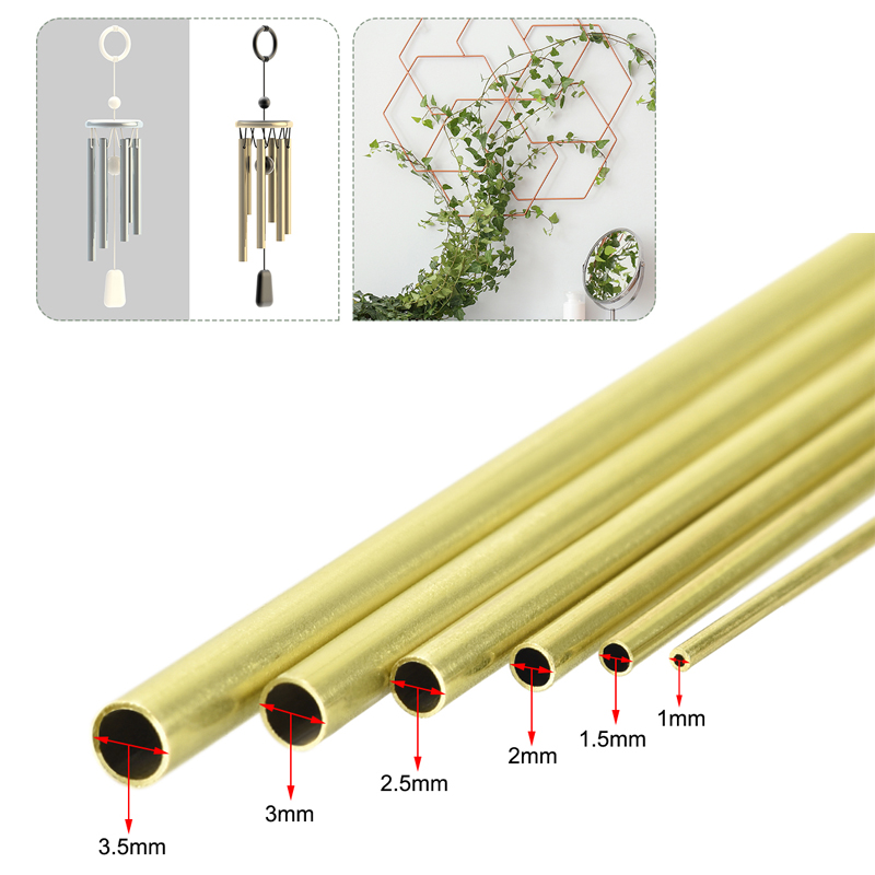Uxcell 6pcs Brass Tube 1mm 1.5mm 2mm 2.5mm 3mm 3.5mm OD X 0.2mm Wall Thickness 300mm Length Seamless Round Pipe Tubing