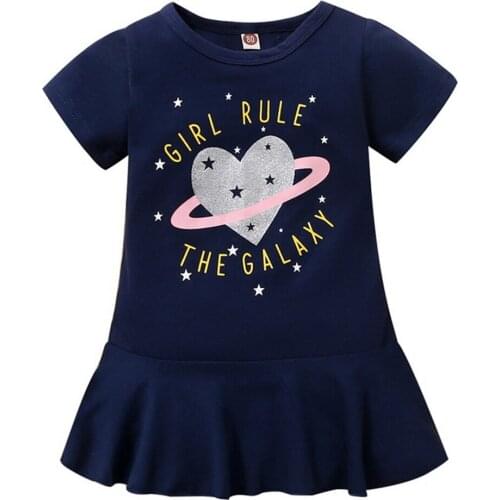 Infant Baby Girls Dress Summer Short Sleeve Cute Print Baby Clothing Casual Round Neck Dresses Toddler Dress Kids Clothes D30