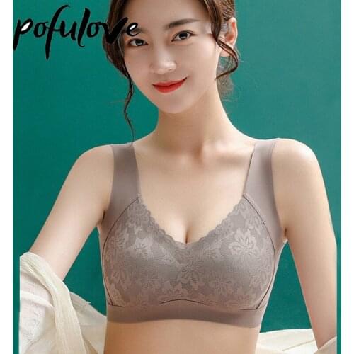 Latex Seamless Bras for Women Sports Running Vest Push Up Bra Underwear Bralette Sleep Tops Sexy Floral Lace Brassiere