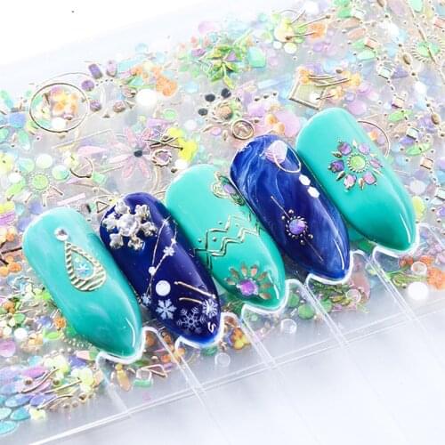 1 bag of nail art 3d adhesive stickers hot stamping stickers multi-shape star moon circle snowflake trend nail art decal nails