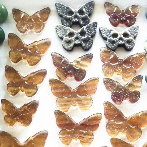 2.5inch Natural Silver Obsidian Crystal Quartz Butterfly Skull Fluorite Gemstone Butterflies Polished Energy Healing 1pcs