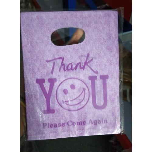 15x20cm Boutique Clothes Gift Packaging Bag Purple Thank you plastic gift bag with handle small plastic shopping bag 100PCS
