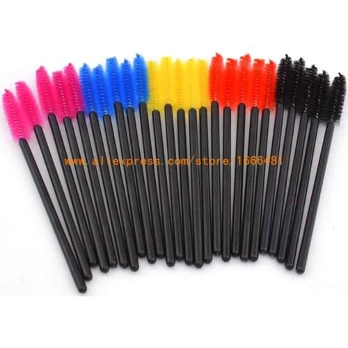 300 pcs Different color synthetic fiber Disposable Eyelash Brush Mascara Applicator Wand Brush Free Shipping