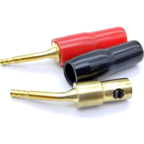 4pcs 2MM Curved Pin Banana Plug Copper Gold-plated Audio Amplifier Wiring Plug Pin Plug Banana Plug
