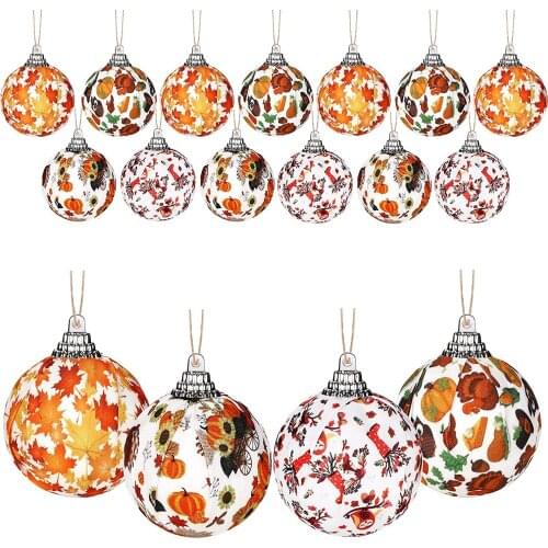 4 Pcs Halloween Autumn Hanging Ball Decoration Cloth Wrapped Hanging Ball Maple Leaf Pumpkin Bird Cloth Hallow Hanging Ball L3