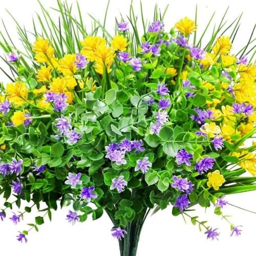 9 Pcs Artificial Flowers Outdoor UV Resistant Shrubs Plants for Hanging Planter Home Wedding Porch Window Decor