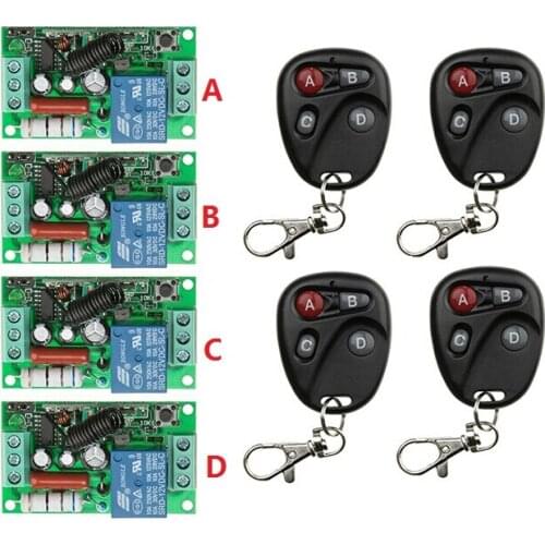 AC 220V Wireless Remote Control Switch System 4 Receiver 4 Transmitter Learning Code Momentary Latched adjusted 10A Transmitter