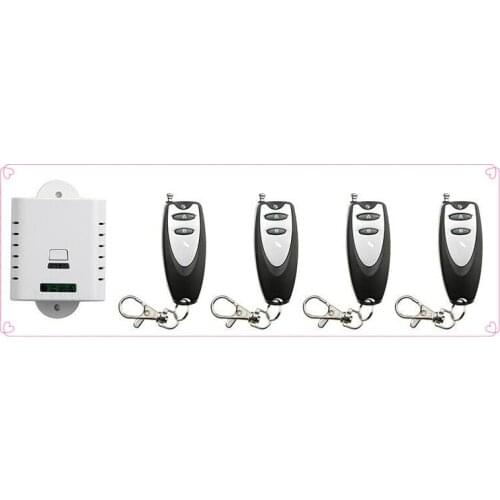 AC85V 110V 120V 220V 250V 1CH Remote Control Garage Door RF Wireless Remote Control Switch System 4X Transmitter + 1 X Receiver