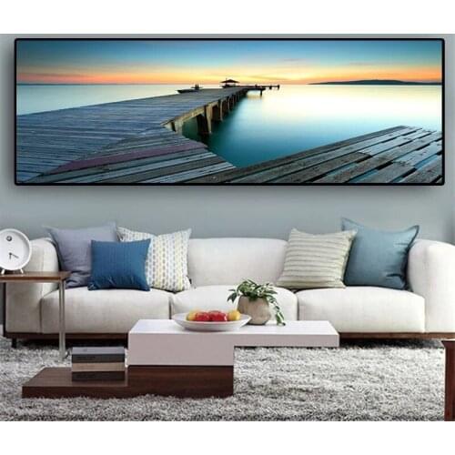 Large diy Diamond Painting Landscape Art Morning Lake and Wooden Bridge diamond mosaic full drill diamond embroidery A704