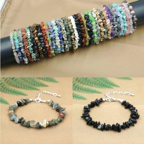 Charm Bracelets For Women Natural India Agate Obsidian Citrine Fluorite Chip Stone Bracelet Healing Energy Bracelet DIY Jewelry