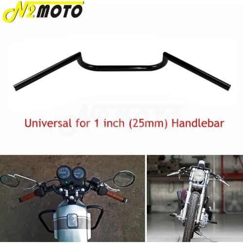 Black 1" Handlebar Tracker Drag 25mm Handle Bar 4" Rise for Harley Cafe Racer Cruiser Triumph Custom Clubman Style HandleBar