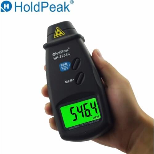 HoldPeak HP-9234C Digital Engine Tachometer Electronic RPM Test Handhold LCD Digital Tachometer Wide Measuring Range Speedometer