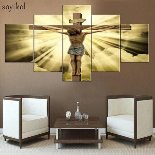 Home Decor Canvas Painting 5 Pieces Religious Jesus Poster Modern Print Paintings Wall Artwork Modular Picture For Living Room