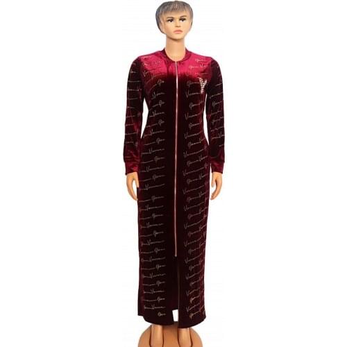Elasticity Velvet Maxi Dress African Design Clothes Plus Size Dresses For Women Dashiki Diamonds Abaya Muslim Robe Africa Dress